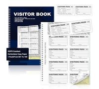 GDPR Compliant Visitors Sign in and Out Book Confidential Hidden Name Carbonless Log Book with 100 Perforated 90x60mm Duplicate Badge Inserts for School Workplace Office Reception