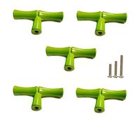 GDQLCNXB 5Pcs Bamboo Shape Solid Zinc Alloy Cabinet Knobs Handle pulls, Dresser Drawer Cabinet Cupboard Closet Door Pull Decorative Furniture Accessories Knobs ((Single Hole, Green))