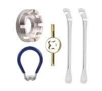 GDQQOYWQT 5 PCS Bicycle Spoke Wrench Set, Universal 8-Slot Spoke Key with Semi Circular Wrench, Valve Core Tool, 2 Tyre Levers, Professional Bike Wheel Repair Kit for Cycling Maintenance