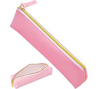 GDQQOYWQT Large Capacity Pencil Case, with Handle and Quilted Design, Slim Mini Stationery for Pens, Office, Home and Travel, Small Pencil Case, Can Store Stationery Data Cables Cosmetics, Pink