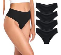 GDQQOYWQT Seamless Underwear for Women, Mid Waisted No Vpl Knickers, Invisible Ladies Bikini Brief Panties, Breathable Stretch Sports Undies,Female Comfy Mid Rise Underpants, 4-Pack M code black