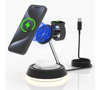 Gdraco Mag-safe Wireless Charger Stand 3 in 1 Wireless Charging Station With Night Light for iphone 15/14/13/12,11-8（Need Magnetic Case）for Apple Watch Ultra/SE/S1 to S9 for Apple AirPods 3/2/Pro/Pro2