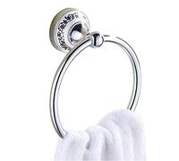 GDrems Hand Towel Holder for Bathroom Wall Mounted Towel Ring Stainless Steel Exquisite Carved Base Towel Hanger, Polish Finish