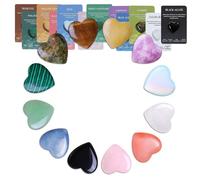Gdrghe 12 Pcs Healing Crystals Gemstones Set Heart Shaped Polished Pocket Stones with Meanings Cards for Spiritual Meditation Chakra Energy Balance Gifts for Women Men