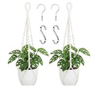 Gdrghe 2 Pack Macrame Plant Hanger Handmade, 24'' Boho Hanging Planters for Indoor Outdoor, Braided Cotton Rope Flower Pot Holder Without Pot for Home Decor (Ivory)