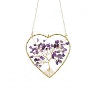 Gdrghe Amethyst Crystal Tree of Life Hanging Ornament Spiritual Suncatcher for Home Window Wall Decor Crystal Gift for Women Girls Birthday Christmas