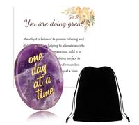 Gdrghe Amethyst Crystal Worry Stone Polished Healing Crystal with Meaningful Message Anxiety Relief Small Crystals Spiritual for Adults Kids Crystal Gift for Holidays
