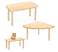 Gdrghe Hamster Platform Wooden Cage Accessories Set With 2 Tables for Syrian Dwarf Hamsters Gerbils Mice Small Pets for Daily Activity and Dental Care (Wood, 1 Set)