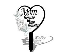 Gdrghe Mum Memorial Grave Stake Metal Grave Ornaments with Dove Design Cemetery Decorations for Mum Memorial Gifts for Loss of Mother Outdoor Grave Plaque Marker