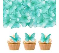 GDRPGY 52 pcs edible wafer paper butterfly cake decoration, Cupcake topper multicolor butterfly decorative paper suitable for weddings birthdays Christmas cocktails (Watercolor green)