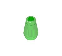 GDS-606 Cones, 1x1 [No Top Groove] Pack of 50, Compatible with Lego 4589, 59900, 64288, 28701, DIY Piece and MOC Colour: Transparent Green 48