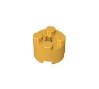 GDS-607 Brick Round 2x2 mit Achsloch, 50 Stück, kompatibel mit Lego 6143, 3941, 39223, DIY-Teile und MOC-Komponenten für große Ziegelmarken, Farbe:Glänzend Gold