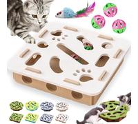 GDSAFS Cat Nail File Enrichment Box, Cat Scratch Puzzle Enrichment Box, Interactive Felt Cats Puzzle Toy with Bell, Bite & Scratch Resistant, for Indoor Cats Scratching Hunting Mental (White-A)