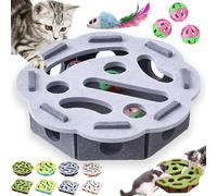 GDSAFS Cat Scratch Puzzle Enrichment Box, Cat Nail File Enrichment Box with Balls, Interactive Cats Scratches Puzzle Boxs - Bite & Scratch Resistant, for Indoor Bored Cats Scratching Hunting (Gray-B)