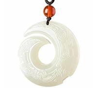 GDSCSKKS Hetian Jade Good Luck Pendant Necklace - Unisex Chinese Feng Shui Jewelry For Men & Women,Comes With A Beautiful Box, Suitable As A Gift(40mm)