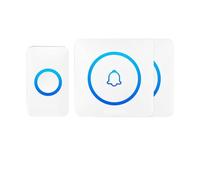gdsDEs IP65 Waterproof Wireless Doorbell Smart Home Outdoor Door Bell 60 Ringtone 5 Volume Adjustable LED Flash Smart Door Bell(2Bell 1Button-White)