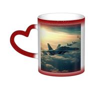 GDSHJKLW 11 Oz Ceramic Coffee Mugs Color Changing Mug Personalized Novelty Coffee Mug Cup Tea Cup Aircraft Fighter Jets Cool Coffee Mugs For Men Women Funny Gift