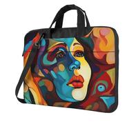 GDSHJKLW 13 Inch Laptop Shoulder Bag For Men Women,Waterproof Briefcase Messenger Bag Abstract Colored Woman Face Laptop Sleeve Bag W/Strap Handle
