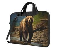 GDSHJKLW 13 Inch Laptop Shoulder Bag For Men Women,Waterproof Briefcase Messenger Bag Brown Bear Laptop Sleeve Bag W/Strap Handle