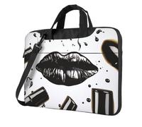 GDSHJKLW 13 Inch Laptop Shoulder Bag For Men Women,Waterproof Briefcase Messenger Bag Cool Black Lipstick Lips Laptop Sleeve Bag W/Strap Handle