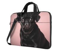 GDSHJKLW 13 Inch Laptop Shoulder Bag For Men Women,Waterproof Briefcase Messenger Bag Cute Black Pug Laptop Sleeve Bag W/Strap Handle
