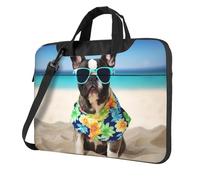 GDSHJKLW 13 Inch Laptop Shoulder Bag For Men Women,Waterproof Briefcase Messenger Bag French Bulldog Summer Laptop Sleeve Bag W/Strap Handle