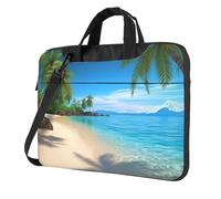 GDSHJKLW 13 Inch Laptop Shoulder Bag For Men Women,Waterproof Briefcase Messenger Bag Hawaiian Beach With Palm Trees Laptop Sleeve Bag W/Strap Handle