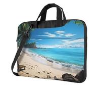 GDSHJKLW 13 Inch Laptop Shoulder Bag For Men Women,Waterproof Briefcase Messenger Bag Hawaiian Beach With Palm Trees Laptop Sleeve Bag W/Strap Handle