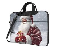 GDSHJKLW 13 Inch Laptop Shoulder Bag For Men Women,Waterproof Briefcase Messenger Bag Santa Claus Snow Secenry Laptop Sleeve Bag W/Strap Handle