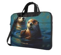 GDSHJKLW 13 Inch Laptop Shoulder Bag For Men Women,Waterproof Briefcase Messenger Bag Sea Otters Painting Laptop Sleeve Bag W/Strap Handle