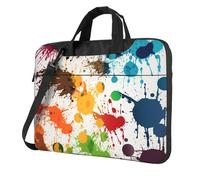GDSHJKLW 14 Inch Laptop Shoulder Bag For Men Women,Waterproof Briefcase Messenger Bag Abstract Paint Splashes Laptop Sleeve Bag W/Strap Handle