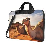 GDSHJKLW 14 Inch Laptop Shoulder Bag For Men Women,Waterproof Briefcase Messenger Bag Camels Rest Desert Laptop Sleeve Bag W/Strap Handle