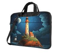 GDSHJKLW 14 Inch Laptop Shoulder Bag For Men Women,Waterproof Briefcase Messenger Bag Catoon Whale Lighthouse Laptop Sleeve Bag W/Strap Handle