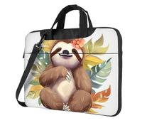 GDSHJKLW 14 Inch Laptop Shoulder Bag For Men Women,Waterproof Briefcase Messenger Bag Cute Sloth Leaves Laptop Sleeve Bag W/Strap Handle