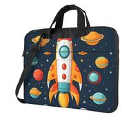 GDSHJKLW 14 Inch Laptop Shoulder Bag For Men Women,Waterproof Briefcase Messenger Bag Rocket Clipart Space Ship Laptop Sleeve Bag W/Strap Handle