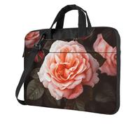 GDSHJKLW 14 Inch Laptop Shoulder Bag For Men Women,Waterproof Briefcase Messenger Bag Rose Flower Laptop Sleeve Bag W/Strap Handle