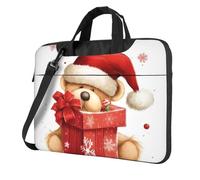 GDSHJKLW 14 Inch Laptop Shoulder Bag For Men Women,Waterproof Briefcase Messenger Bag Santa Hat Gift And Merry Christmas Laptop Sleeve Bag W/Strap Handle