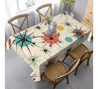 GDSHJKLW 35x55 Inch Tablecloth Stain and Wrinkle Resistant Washable Table Cover Square Atomic Stars Retro Pattern Kitchen Table Cloth for Dinning Room Kitchen Picnic Patio Party Decor