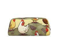 GDSHJKLW A Brood Of Chickens Leather Pencil Case Large Capacity Pen Pouch,Zipper Makeup Bag For Women Men Travel Toiletry Bags Waterproof Cosmetic Bag Wide-Open Coin Pouch Purse