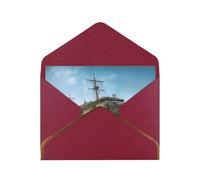 GDSHJKLW Abandoned Cruise Ship at Sea Greeting Card with Dark Red Envelopes, 4x6 Thinking of You Cards Happy Birthday Wedding Invitation Blank Note Card for All Occasions