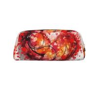 GDSHJKLW Abstract Heart Leather Pencil Case Large Capacity Pen Pouch,Zipper Makeup Bag For Women Men Travel Toiletry Bags Waterproof Cosmetic Bag Wide-Open Coin Pouch Purse