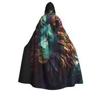 GDSHJKLW - Adult Halloween Hooded Cloak Abstract 3D Lion Cloak Full Length Halloween Christmas Cosplay Costume for Men Women