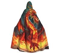 GDSHJKLW - Adult Halloween Hooded Cloak Dragon King in the Fire Full Length Cloak Halloween Christmas Cosplay Costume for Men Women