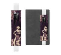 GDSHJKLW African Hair Black Women Elastic Band Pen Holder Detachable Pu Leather Pen Sleeve Pouch Journal Pencil Holder Pencil Case Office Supplies Gift For Hardcover Journals Notebooks Planners