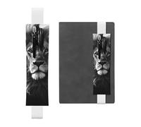 GDSHJKLW African Lion Black And White Elastic Band Pen Holder Detachable Pu Leather Pen Sleeve Pouch Journal Pencil Holder Pencil Case Office Supplies Gift For Hardcover Journals Notebooks Planners