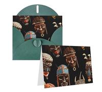 GDSHJKLW African Ritual Ethnic Tribal Blank Greetings Card With Envelopes 4'' X 6'' Thank You Cards Note Cards All Occasion Cards Dark Green For Christmas Holidays Birthday Graduation Anniversaries