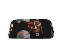GDSHJKLW African Ritual Ethnic Tribal Leather Pencil Case Large Capacity Pen Pouch,Zipper Makeup Bag For Women Men Travel Toiletry Bags Waterproof Cosmetic Bag Wide-Open Coin Pouch Purse