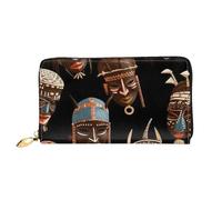 GDSHJKLW African Ritual Ethnic Tribal Women Wallets Leather Zip Around Clutch Purses Waterproof Credit Card Holder With Phone Holder Ladies Travel Coin Purse
