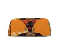 GDSHJKLW African Woman Leather Pencil Case Large Capacity Pen Pouch,Zipper Makeup Bag For Women Men Travel Toiletry Bags Waterproof Cosmetic Bag Wide-Open Coin Pouch Purse, Silver, One Size