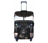 GDSHJKLW Airplane Cockpit1 Travel Luggage Cover Suitcase Protector Washable Elastic Suitcase Cover Anti-Scratch Luggage Protector Travel Suitcase Baggage Cover Fits 18-32 Inch Suitcase, Black, M